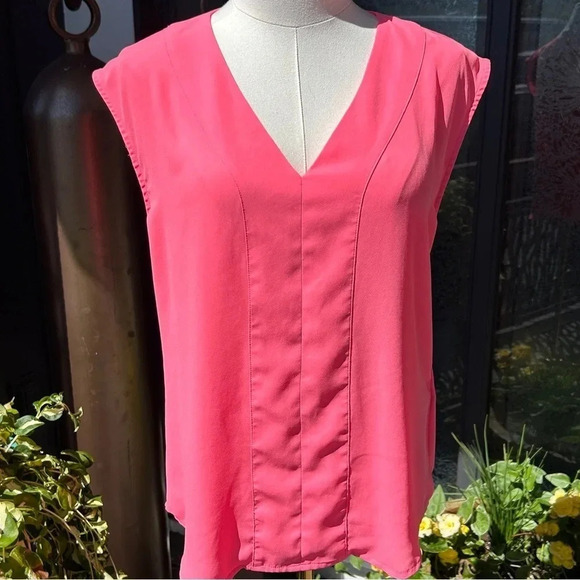 J Crew Sleeveless Sheer V-Neck Tank Top Coral - Picture 3 of 8